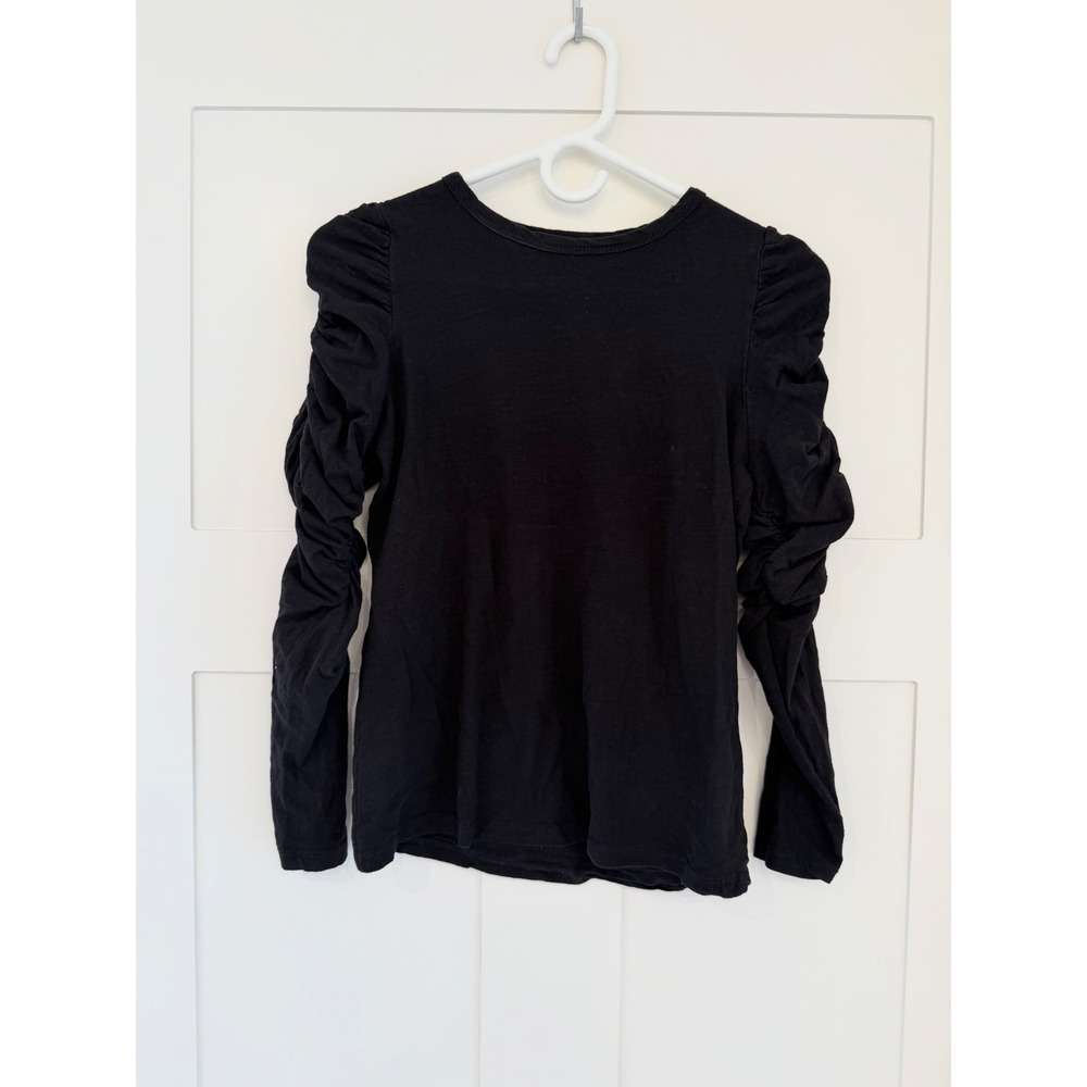 FREE w/ PURCHASE - Renee C. USA Womens Black Ruched‎ Puff Sleeve Crew Neck Top